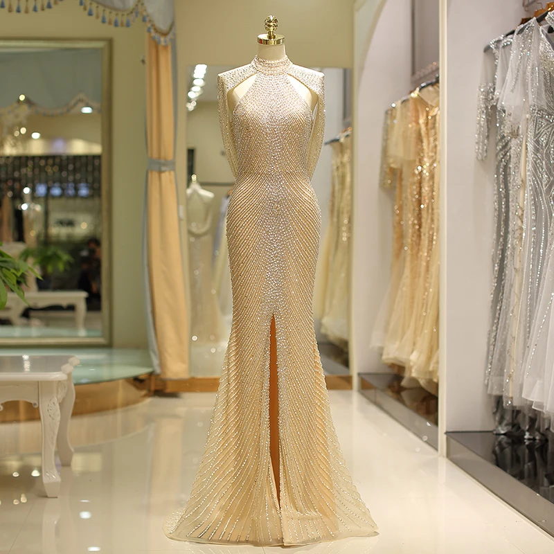 

2019 Hot Sale Sexy Front Slit Mermaid Style Formal Evening Gowns Robes De Soiree Evening Party Dresses Special Occasion Dresses