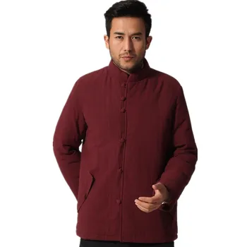 

NEW Chinese Style Men Winter Cotton-Padded Jacket Chinese Style Kung Fu Coat Cotton Linen Thicken Warm Overcoat M L XL XXL XXXL