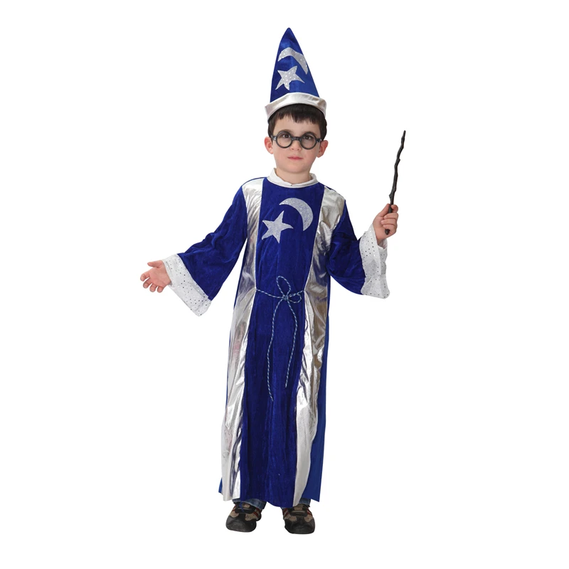 Kids Child Star Moon Magic Magician Wizard Costume Cosplay for Boys Halloween Purim Carnival Party Mardi Gras Outfit Disfraces