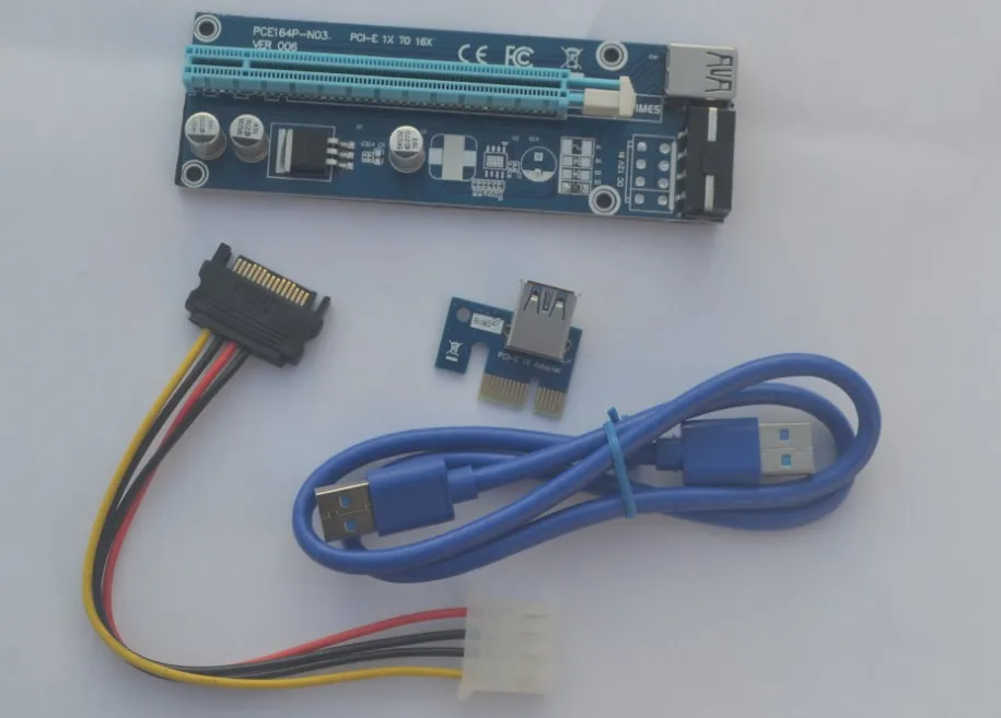 100 Декодер каналов кабельного телевидения PCI-E PCI E Express 1X для 16X переходная карта+ USB 3,0 Удлинительный кабель SATA 15 Pin-6Pin Мощность кабель 60 см для добывания монет Биткойн