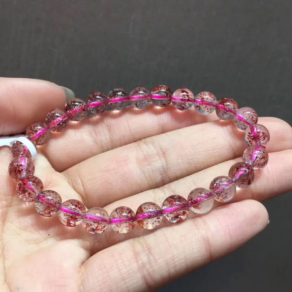7 мм натуральный Lepidocrocite кварцевый браслет женщина человек красный супер круглый бусины стрейч Lucky ювелирные изделия с драгоценными камнями AAAAA