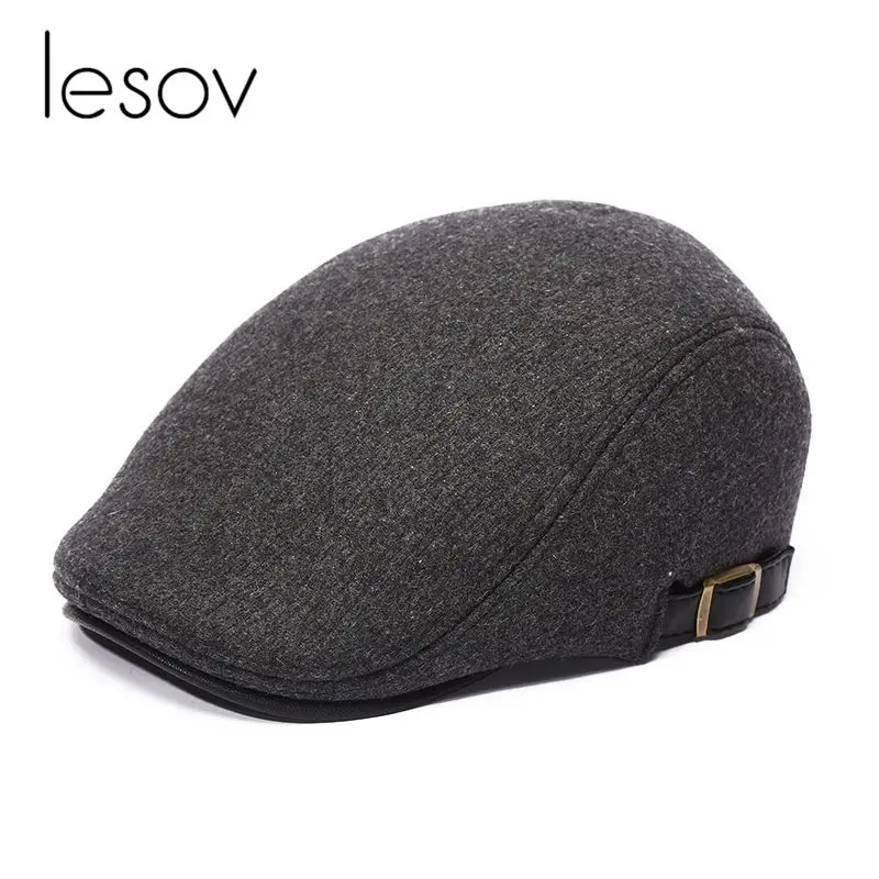 Lesov, зимние шапки для мужчин, солнцезащитный козырек, шапка, утолщенная, теплая, шерстяные козырьки для мужчин, берет, шапка, регулируемая, повседневная, Спортивная, плоская шапка, s Gorra