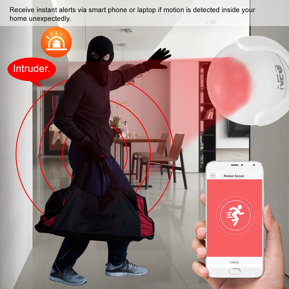 NEO Wi Fi движения PIR сенсор детектор сигнализации дома системы супер компактные, белый