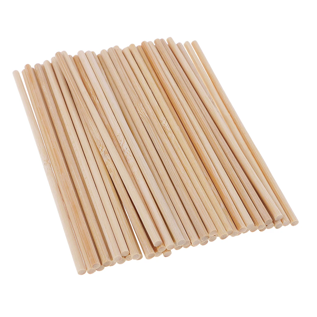 Round Blank Unfinished Bamboo Wood Wooden Lolly Lollipop Stick Dowel Rod Pole for Woodcraft Hobbies DIY Craft