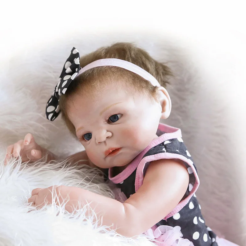 57 см NPK Bebe Reborn Baby Doll цельные Силиконовые Куклы Мягкие имитирующие реальную девочку с черным пятном можно мыть игрушки для детей