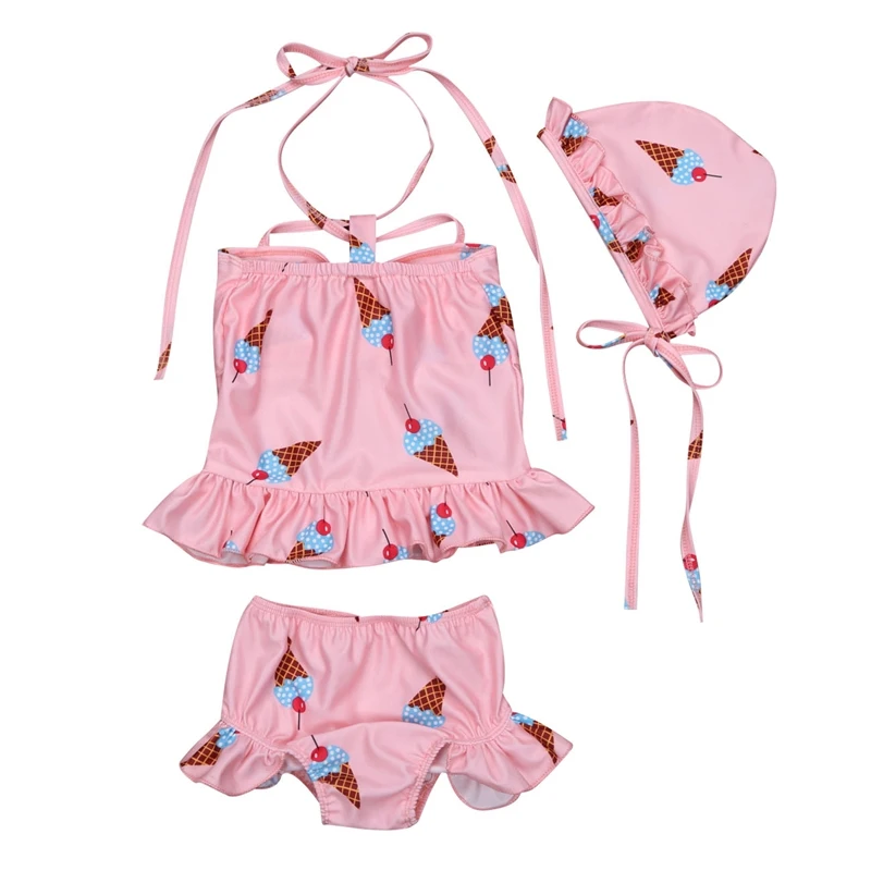 0 24m Kids Baby Girl Ice Cream Print Ruffles Cute Swimwear Bikini