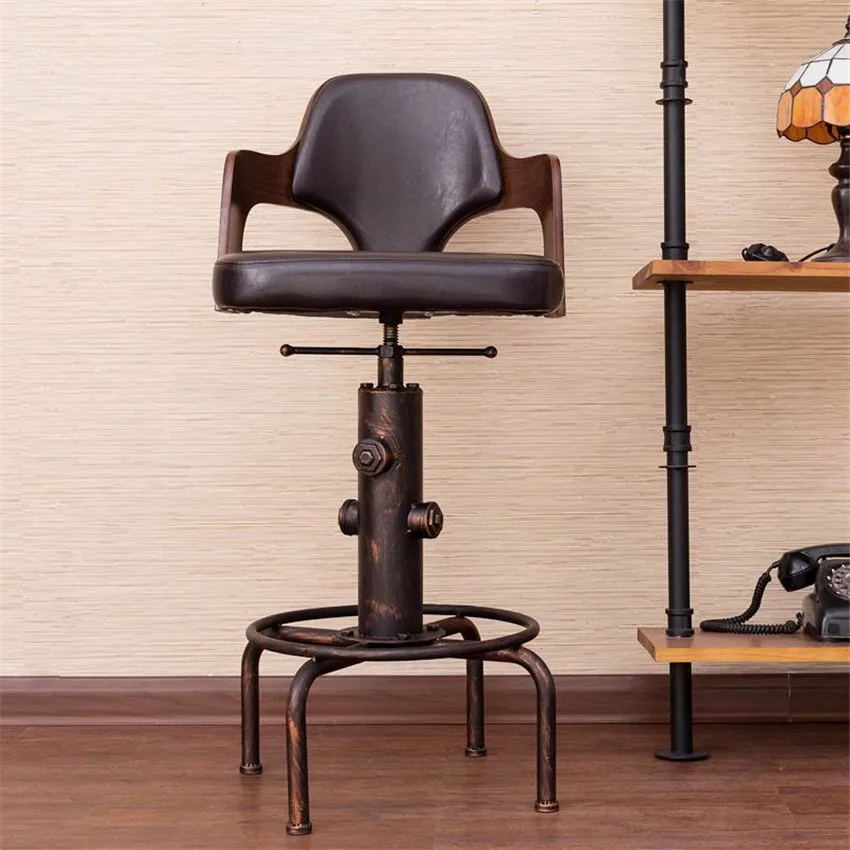 Aliexpress Europe Retro Style Height Adjule Bar Chair With Europe Retro Style Height Adjule Bar Chair With Footrest Wood Backrest Swivel Stool Counter Coffee Pub Barstool