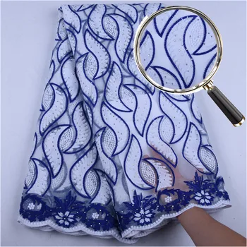

High Quality Embroidered Tulle Mesh Lace With Rhinestones Cotton Lace Fabric Fashion African French Lace Fabric For Party A1565