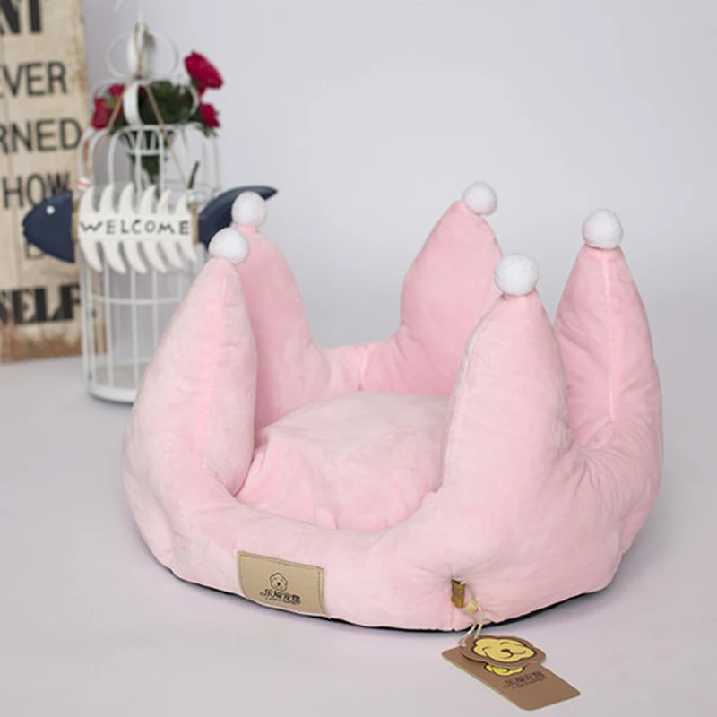 pink crown dog bed