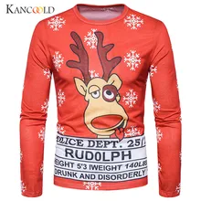 Рождество рубашка Для мужчин Slim Fit Для мужчин с длинным рукавом печать Рубашка с кгруглой горловиной для мужчин осень-зима блузка Костюмы no1a