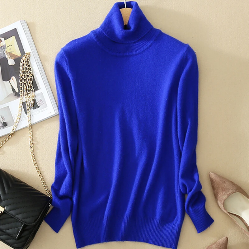 Female Sexy 9 Colors Soft Cashmere Sweater Turtleneck Plus Size S-XXXL Knitted Winter Sweater Warm Solid Color Sweater For Women