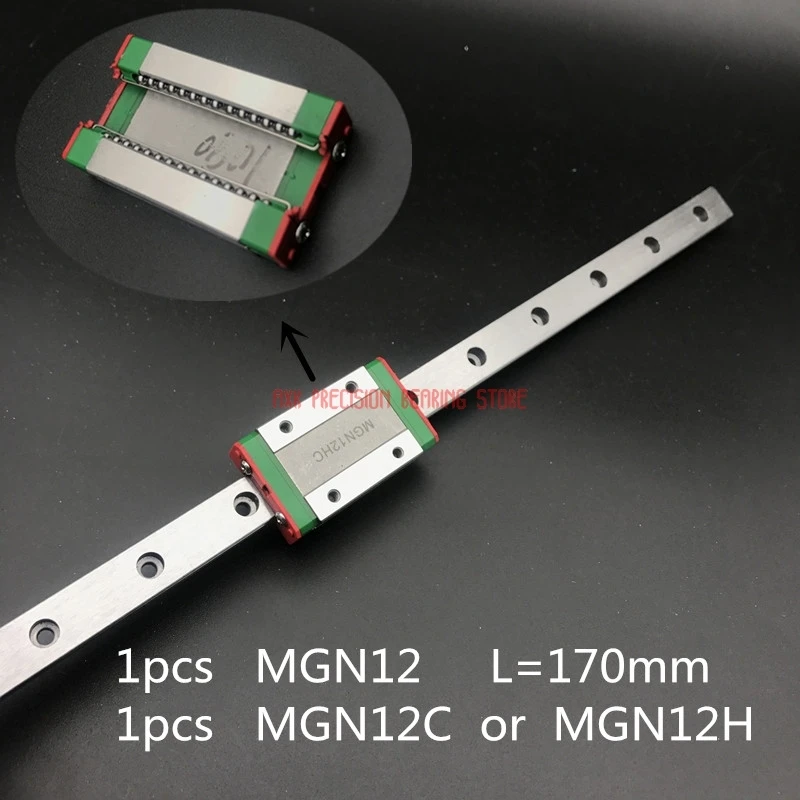MGN12 Linear Rail Guideway&1pc MGN12H Rail Carriage Blocks for CNC Router 