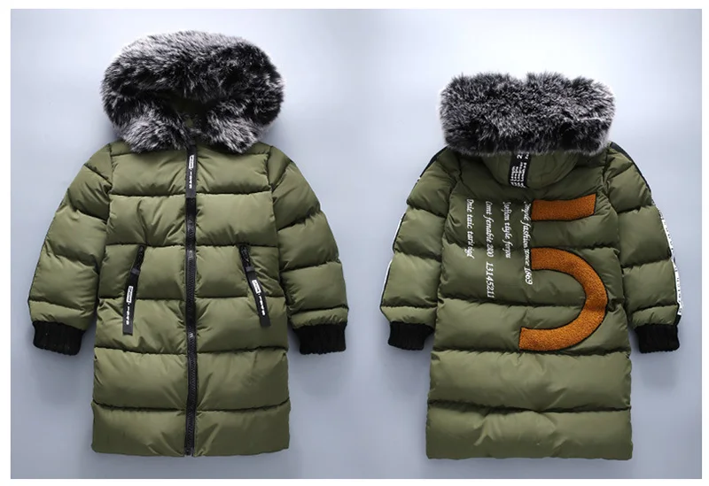 2018 Faux Fur Hood Jacket for Girls Children Snow Wear Parka Thick Cotton-Padded Winter Jacket for Children Christma Winter Coat (5)