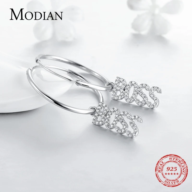 Modian модные серьги-кольца в натуральном 925 пробы с серебряными буквами золотого цвета INS стиль для женщин DIY серебряные ювелирные изделия