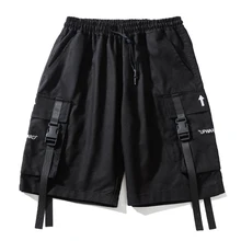 Апрель Момо Для мужчин летние бриджи с низкой талией уличной хип-хоп Для мужчин Повседневное хлопок Тактический короткие брюки ленты дизайнерские шорты