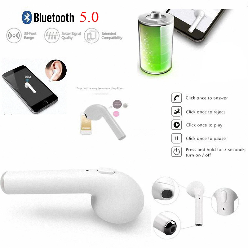 

i7s TWS Mini Bluetooth Wireless Earphones Earbuds With Charging Box Sports Headsets Android Audifonos for All Smart Mobile Phone