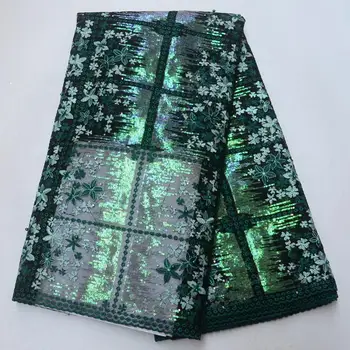 

Latest High Quality embroidered sequins African Guipure Lace Nigerian Guipure Organza Lace Fabric With Beaded And Stones ZER03