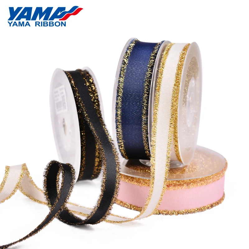 

YAMA Fashion Gold Purl Grosgrain Fringe Golden Ribbon 5/8 1 1-1/2 inch 16mm 25mm 38mm 6 Colors 100Yards/Roll Diy Packing Gifts