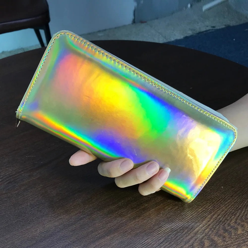 Hologram Wallet Women Handbag Holographic Leather Laser Wallets Ladies Long Wristlet purses and