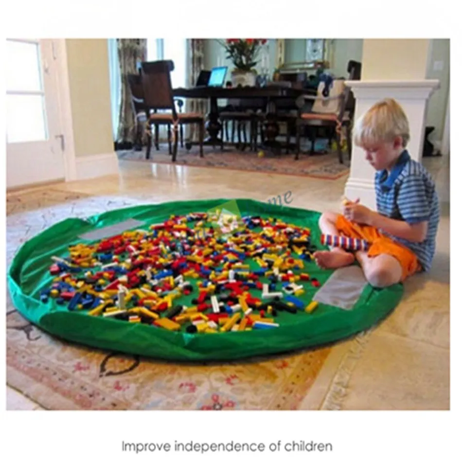 Portable Kids Toy Storage Bag and Play Mat Lego Toys Organizer Bin Box