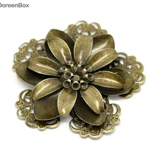 Doreen Box прекрасный античная бронза Филигранное украшение цветами фурнитура 5,3x5,1 см, продается в партии 10(B17636
