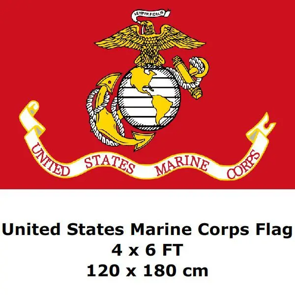 Buy United States Marine Corps Flag 4` x 6` FT 100D Polyester Large USA US USMC