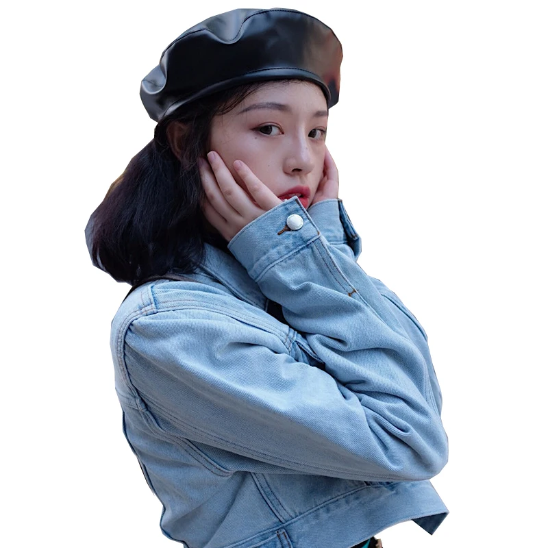 

Fashion Women PU Leather Octagonal Caps Newsboy Cap Vintage Aritist Beret Style Retro Leather Hat H3