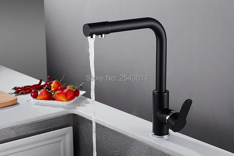 GIZERO питьевой воды кран поворотный 360 градусов черный цвет горячей и холодной Кухня фильтр воды смесителя ZR387