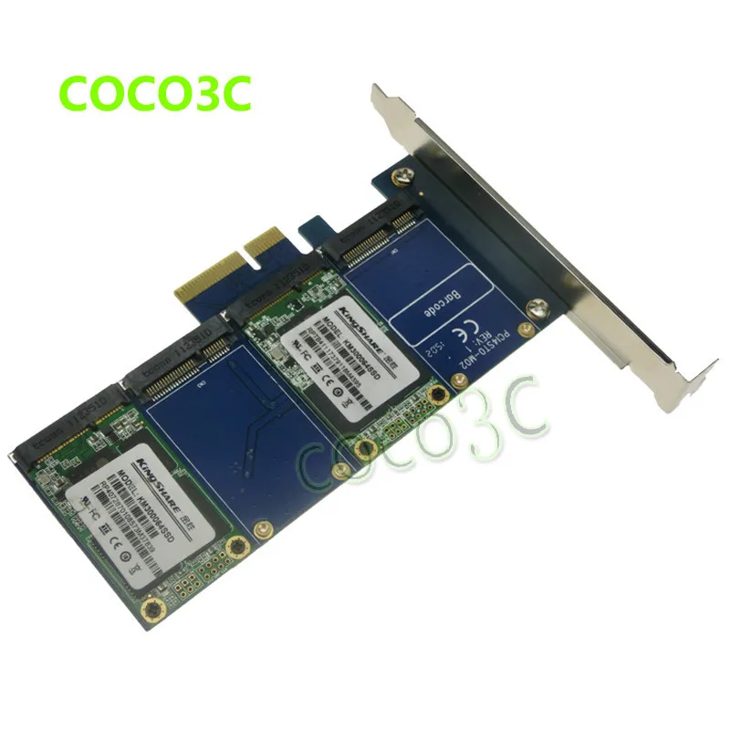 PCI-e x4 to Quad mSATA 4 mini-SATA SSD Controller RAID 0 1 10 Marvell HyperDuo