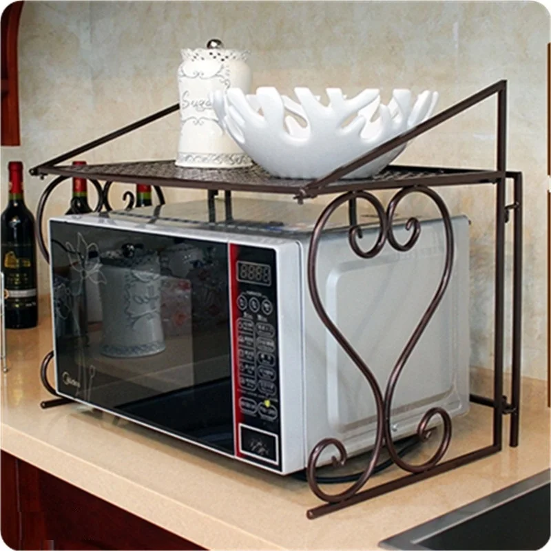 

2pcs Iron Microwave Oven Shelf Multipurpose Oven Rack with Double Layers Kitchen Storage Organizer wen6470
