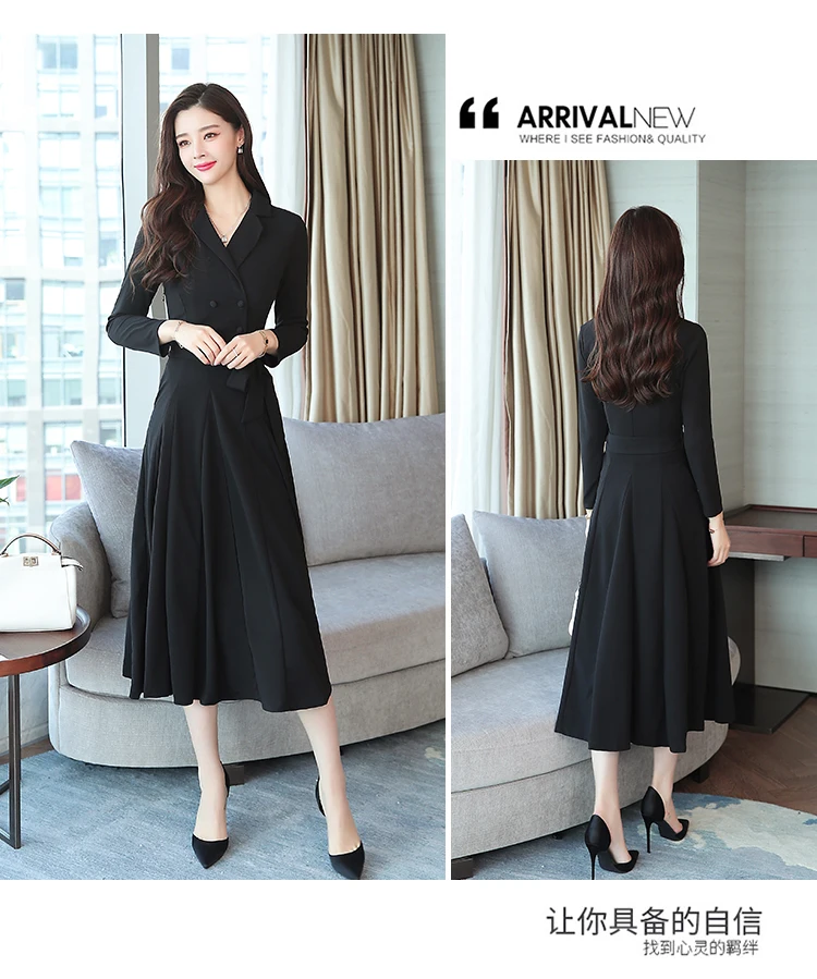 9779 Women Dresses Evening Party Autumn Winter Women Dress Long Sleeve Plus Size V-neck Red Black Office Maxi Dress Elegant 2018 6