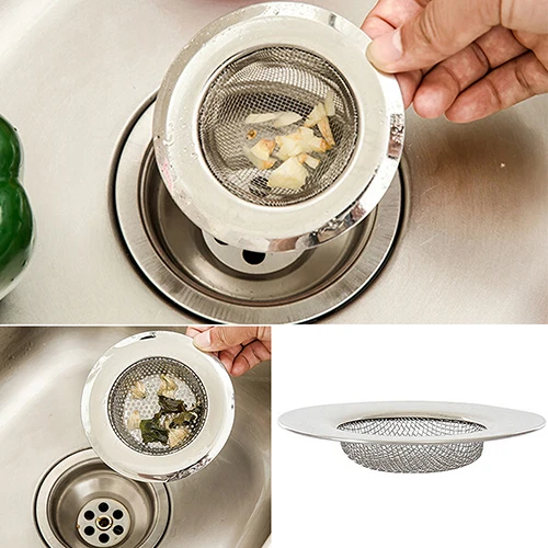 Stainless Steel Mesh Sink Strainer Trap Sink Filter Hair Stopper& catcher Hole Metal Flume Filter Bathroom Kitchen Accessories