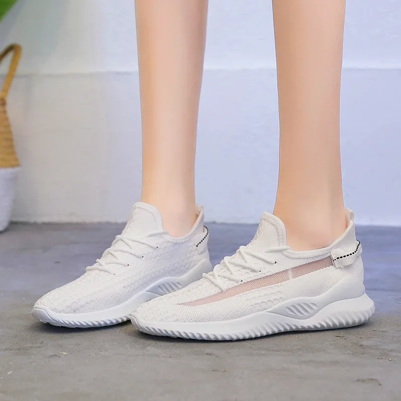 Новые кроссовки модные Стильная, женская, Повседневная обувь Flyknit с плетением туфли женская обувь светильник женские туфли-оксфорды; удобная Для женщин на плоской подошве; трендовые кроссовки