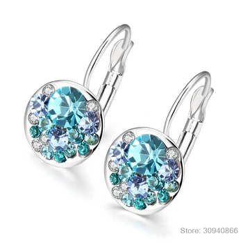 

Crystal From Lekani Fashion Round Charming Stud Earrings with Czech Crystal Women Earrings Wholesale Jewelry Brinco