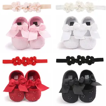 

New Toddler Baby Girls 0-18M Non-slip Slippers Pram Shoes Socks Bowknot Soft Sole Crib