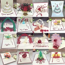 Tarjetas de Felicitación 3D Pop-Up con sobre postal cortada por láser, para cumpleaños, Navidad, San Valentín, decoración de boda, fiesta, 1 Uds.