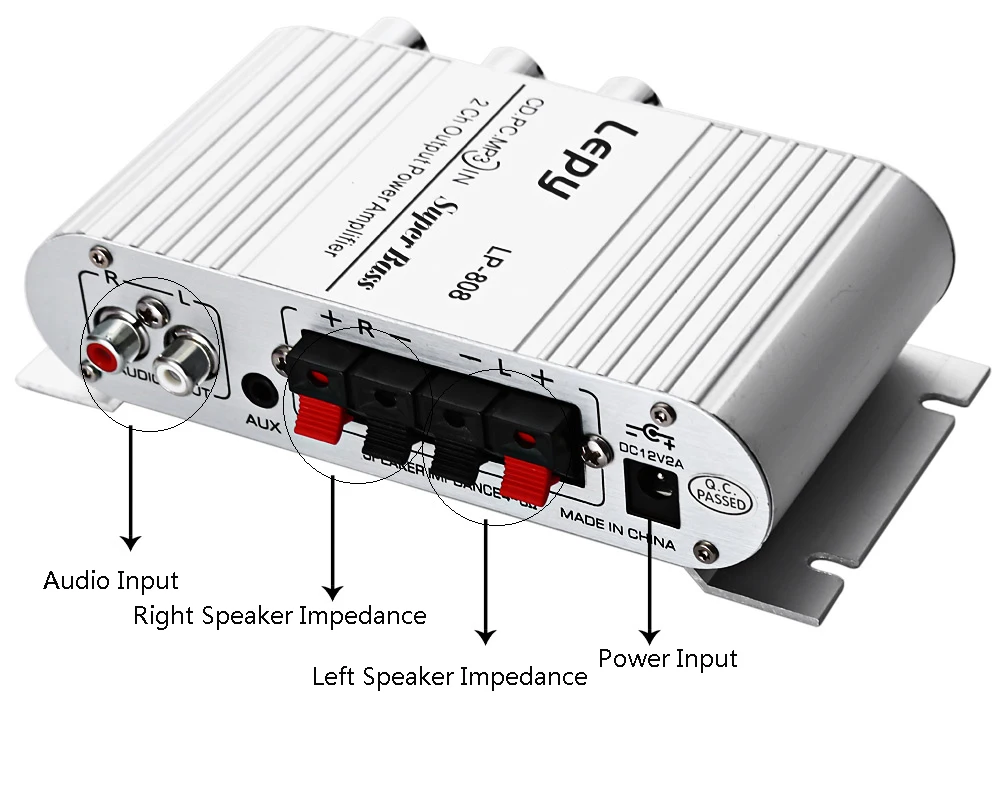 Lepy LP 808 12 В портативный мини HiFi супер бас усилитель совместим с мотоциклом MP3V
