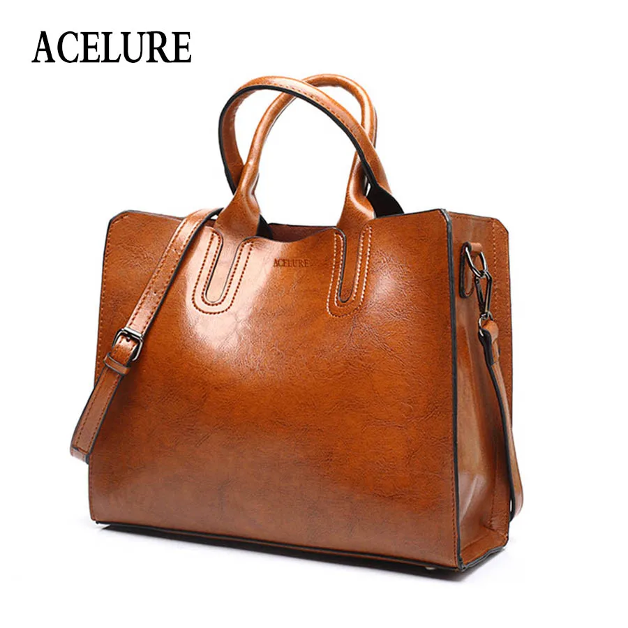 ACELURE Bolsos de cuero las mujeres grandes bolso Casual de alta calidad Bolsos De Mujer tronco bolso español Marca bolso de hombro señoras grandes Bolsos