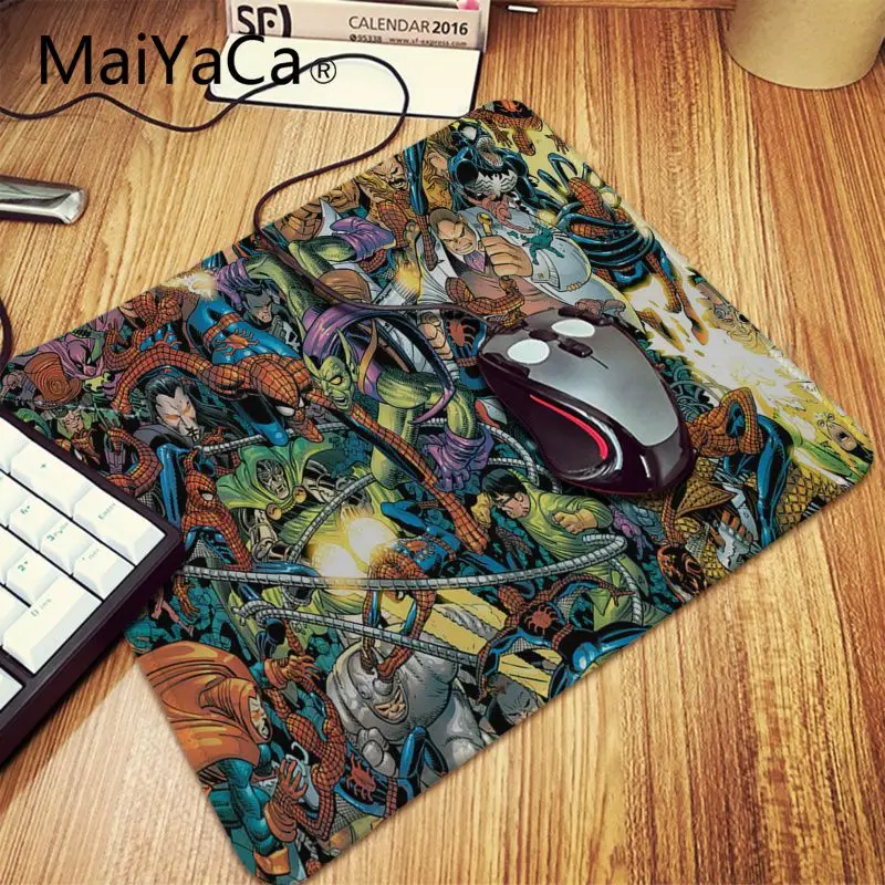 MaiYaCa подарок для мальчика, резиновый коврик для мыши с принтом комиксов Marvel, резиновые большие коврики для мыши, коврик для клавиатуры, Настольный коврик - Цвет: Lock Edge 18x22cm
