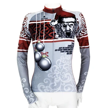 

Free shipping Womens Long Sleeve Cycling Jerseys Roaring Santa Claus Ropa Ciclismo Evil Bomb Cycling Clothing Size XS-6XL