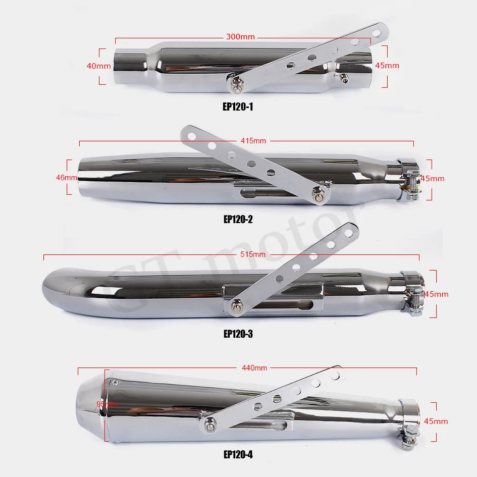 GT Motor-Универсальный 39-46 мм Ретро хромированный античный винтажный мотоциклетный глушитель выхлопной трубы Ретро Вертикальный чехол под давлением