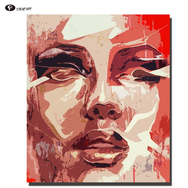 chenfart modern canvas oil painting abstract woman face portrait abstract woman