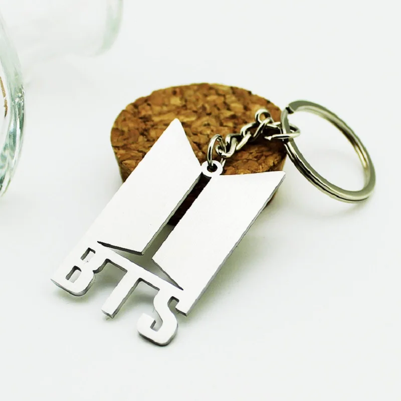 

KPOP Bangtan Boys Titanium Steel Pendant Keychain With Letter Logo Keyring Bag Hanging Ornament Accessories ARMY Fans Gift