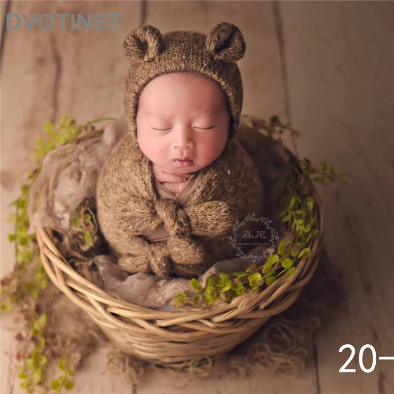  Dvotinst Newborn Photography Props Soft Baby Posing Bonnet Sleeping Bag Pillow Wraps Background Bla