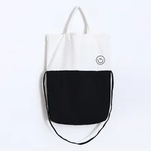 YILE хлопок холст сумка для покупок через плечо ремень контрастные черно-белые GK1205