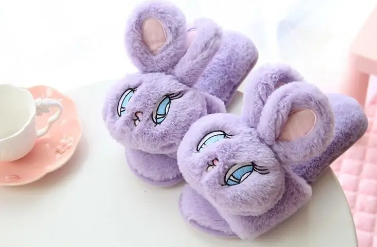 HUANQIU Autumn And Winter Plush Slippers Cartoon Home Cotton Slippers Elk Off-the-slip Slippers wyq96