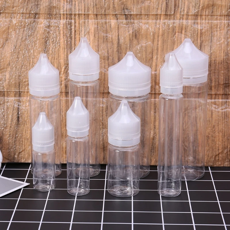 

10ml-120ml PET Plastic Empty Dropper Liquid Eye Clear Water Bottle Long Tip Cap