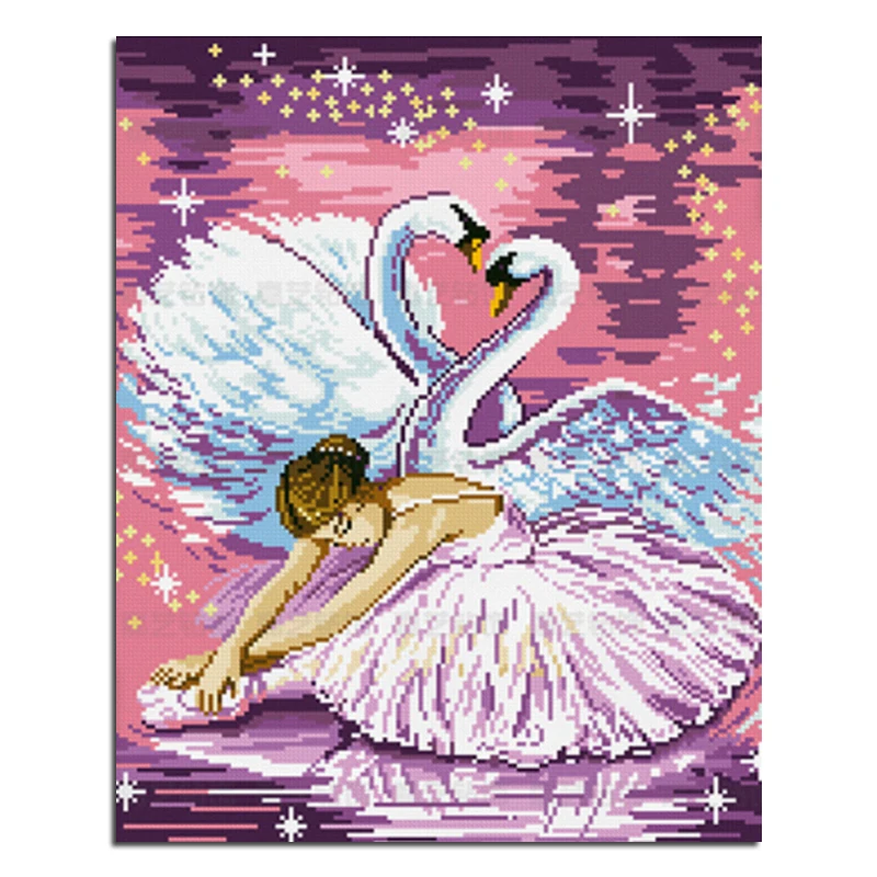 5D DIY Diamond Painting Fantasy Swan dance Embroidery European Style For The Living Room Mosaic | Дом и сад