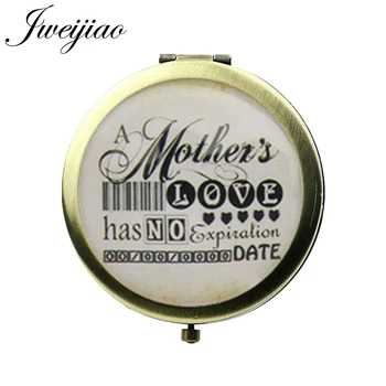 

JWEIJIAO Mom Mother's LOVE Pocket Mirror Printed Glass Cabochon Bronze Round Makeup Compact mirrors Bridesmaid Bridal Gifts