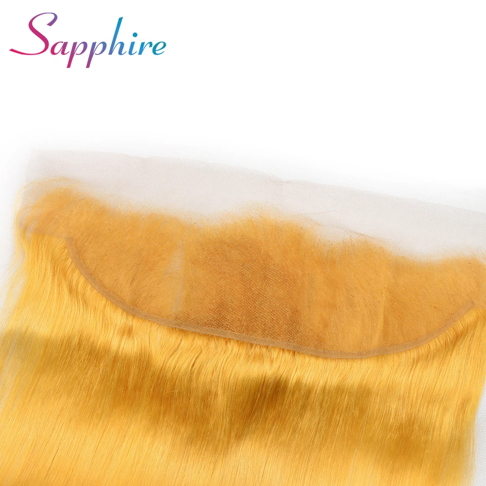 Flash Deal Sapphire Straight Human Hair Bundles With Frontal 13x4 Frontal Closure Yellow Color Remy Hair Bundles Free Shipping 3
